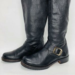 FRYE Engineer Tall Boots Black Leather Size 7